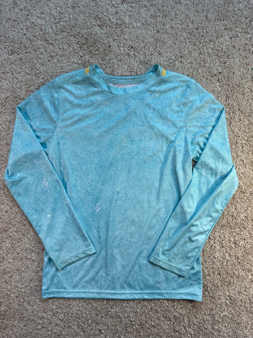 Xersion Boys Swim Rash Guard Medium 10/12 Blue Acid Wash Long Sleeve